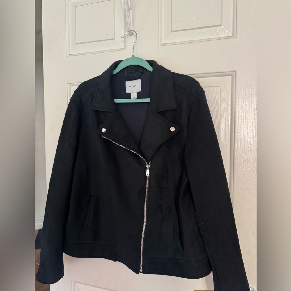 Old Navy Black Suede-Look Moto Jacket for Women